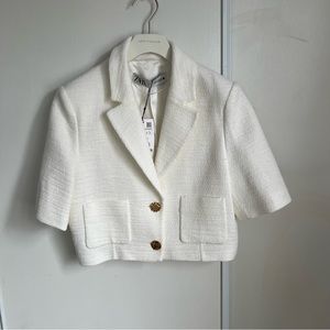 Zara Ivory Cropped Blazer New with Tags M
